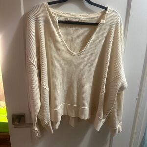 We The Free Cream V-Neck Oversized Sweater